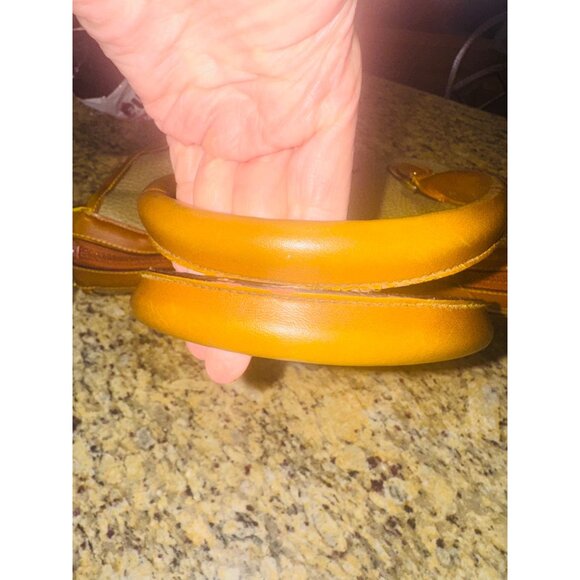 Vintage Y2K Braciano Belle Rose Pebble Leather Shoulder Handbag Olive Tan Brown - Picture 16 of 16